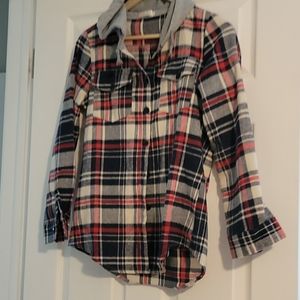 Hooded flannel shirt jacket size medium